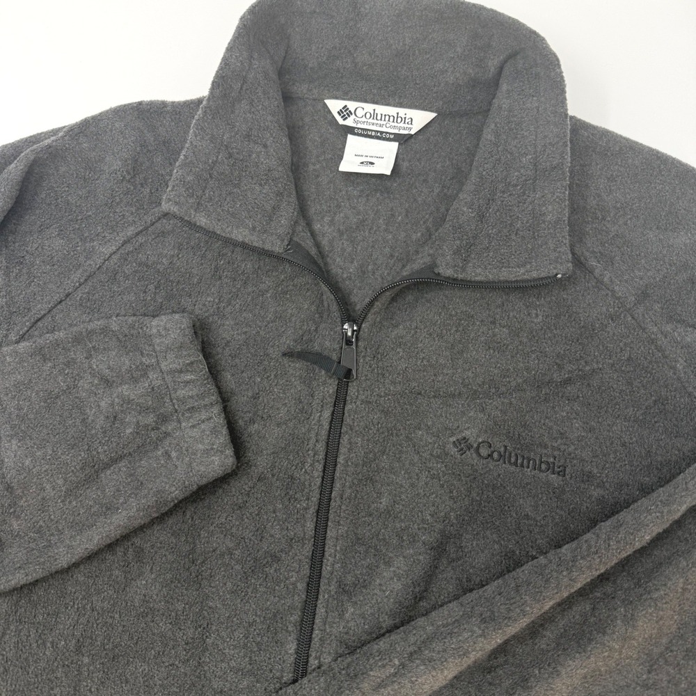 Columbia Mens XL Charcoal Gray Full Zip Fleece Jacket Outdoor Layering